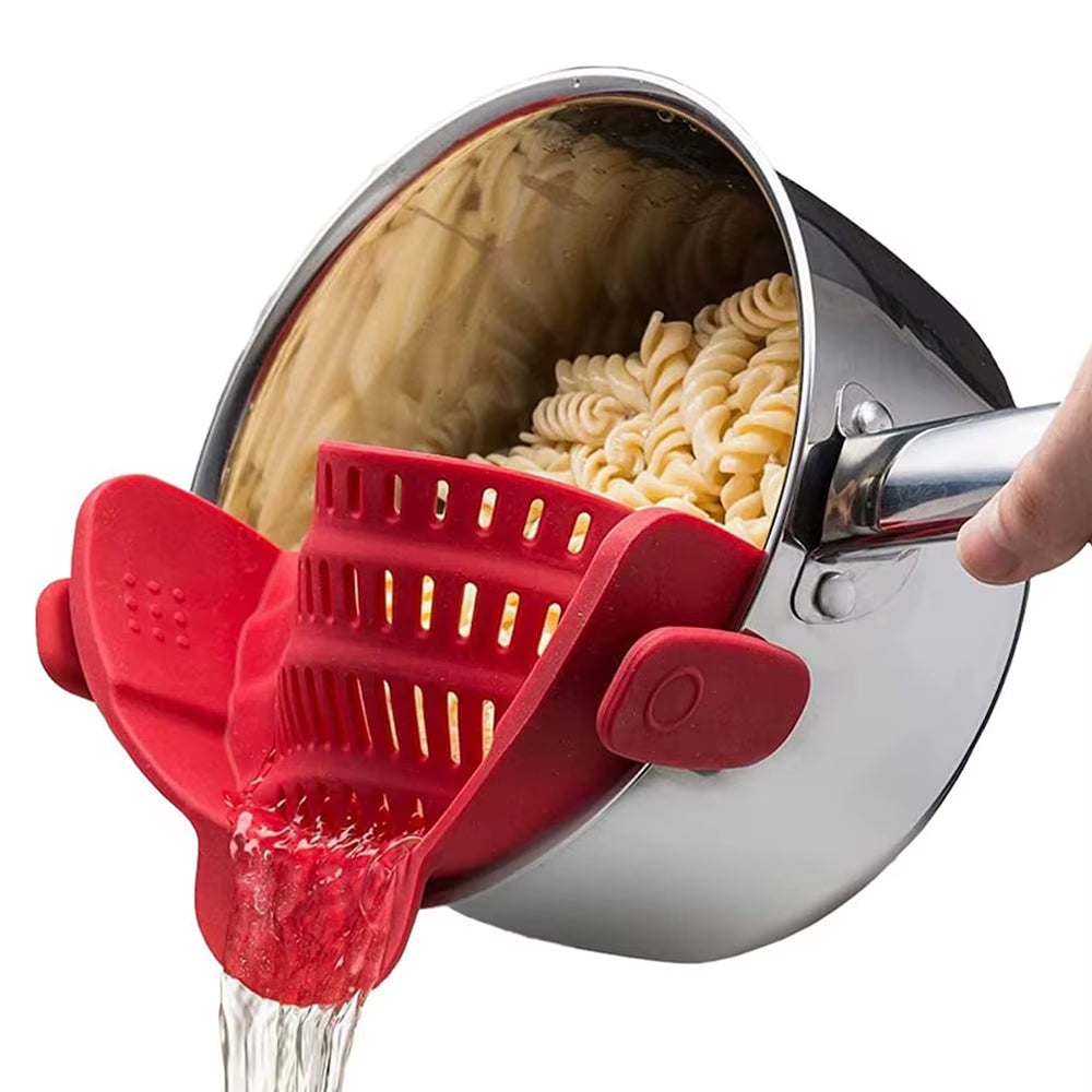 **Clip-On Silicone Kitchen Strainer for Pots & Pans**