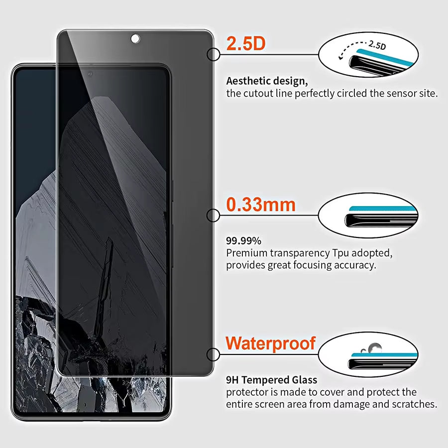 3D Privacy Glass for Pixel 6/7/8/9 Pro, 6A, XL