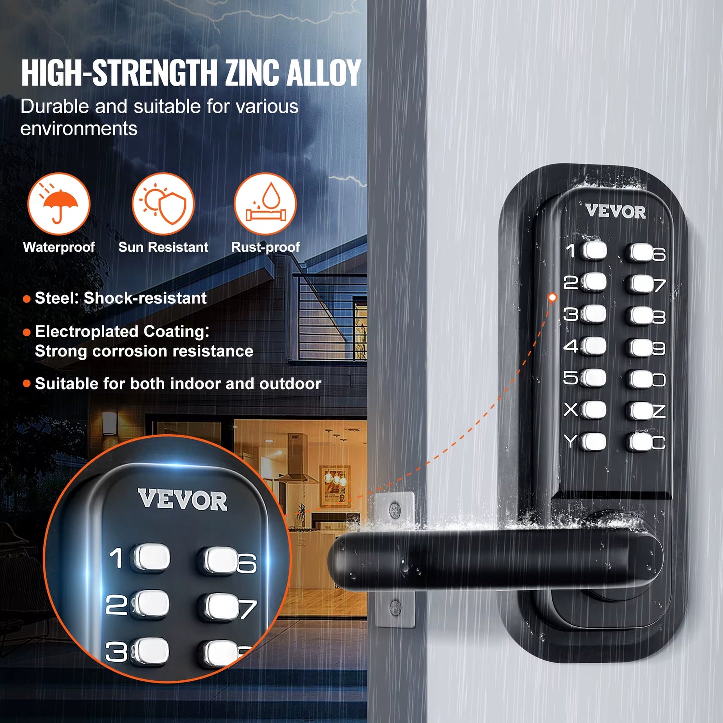 VEVOR Mechanical Keyless Entry Lock - 14 Digit Keypad & Handle