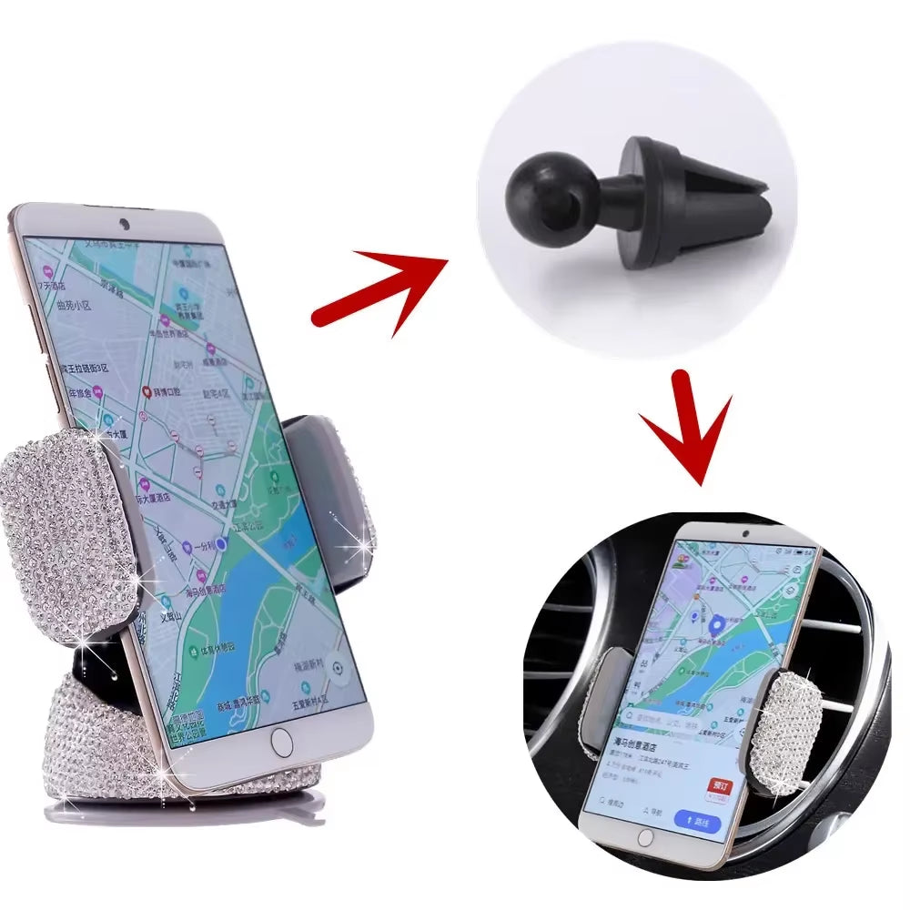 2024 Pink Diamond Car Phone Holder Stand for Women