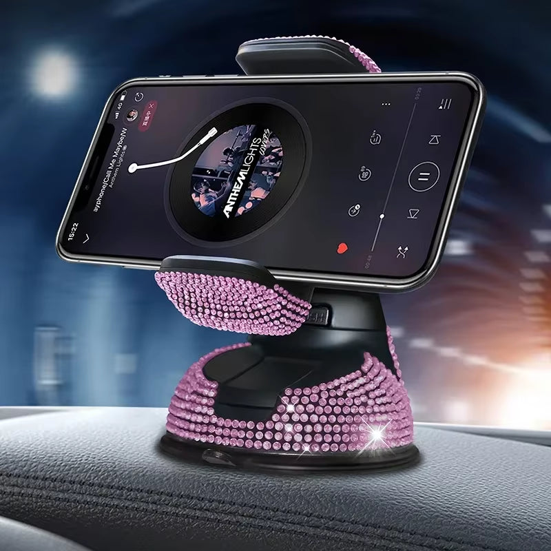 2024 Pink Diamond Car Phone Holder Stand for Women