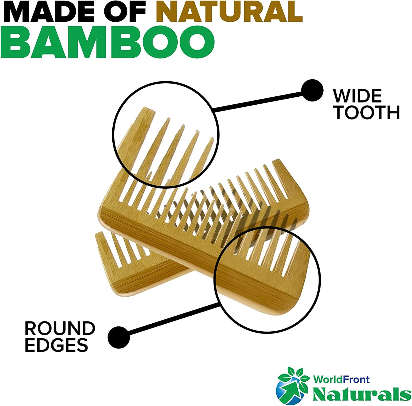 Naturals Natural Large Bamboo Wooden Hair Comb - Eco-Friendly
