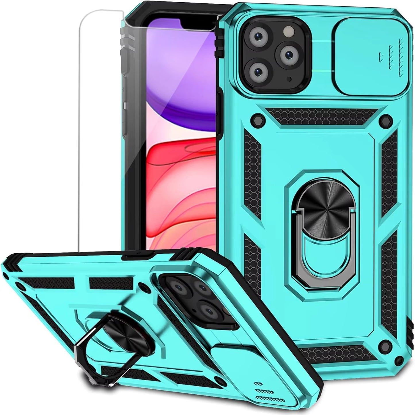 "iPhone 11 Case with Lens Cover & Kickstand Drop Protection"