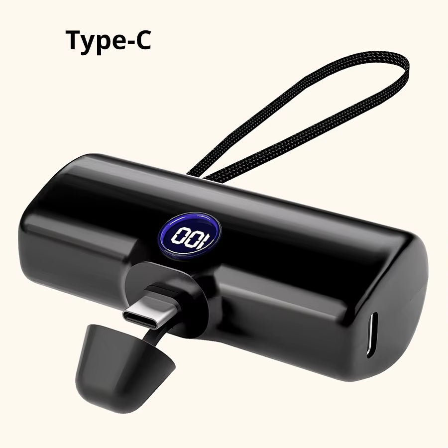 Portable Fast Charger with Built-In Cable for iPhone/Samsung