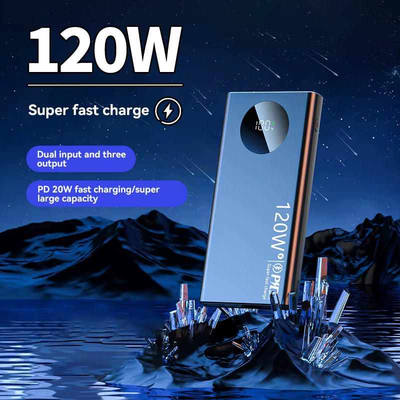 120W 50000mAh Power Bank Fast Charger for iPhone/Samsung