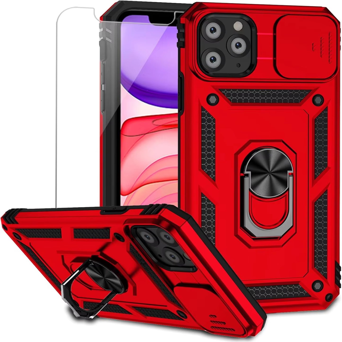 "iPhone 11 Case with Lens Cover & Kickstand Drop Protection"