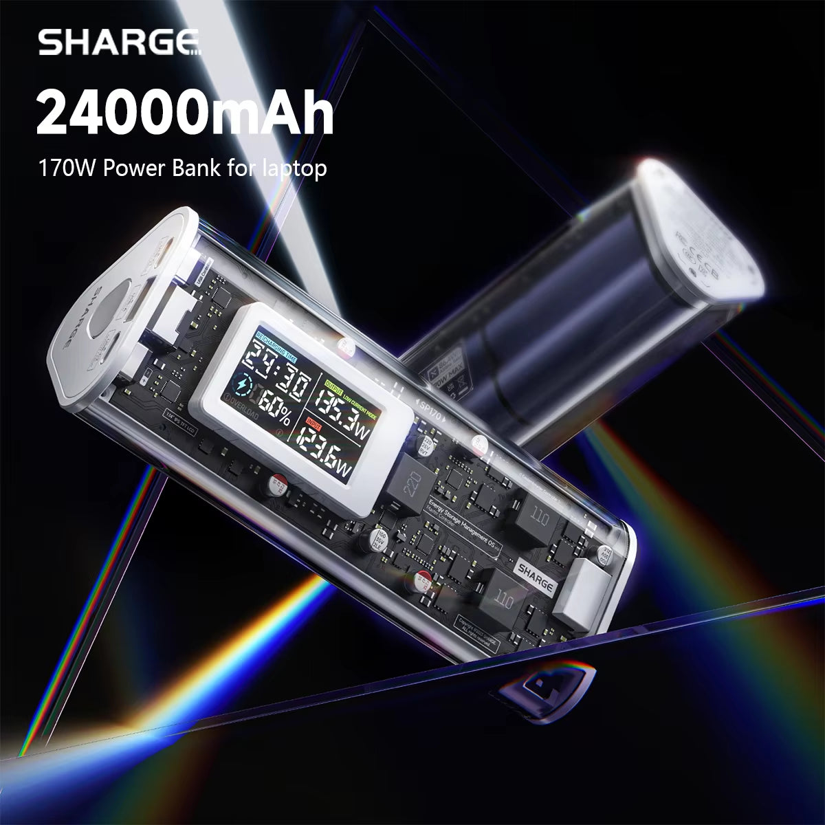 Shargeek 170W Power Bank 24000mAh with Smart Display
