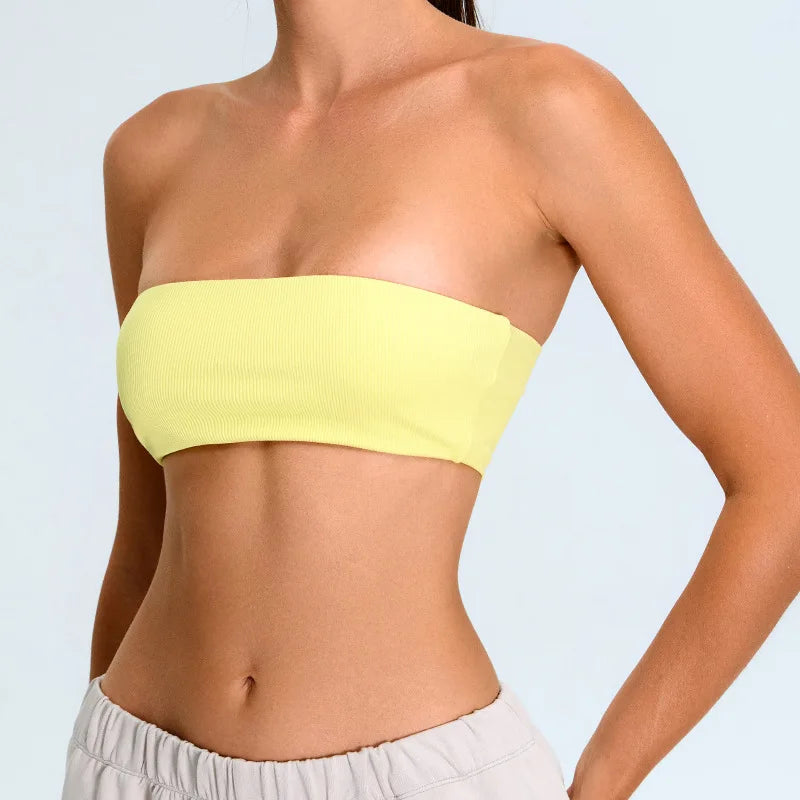 Strapless Sports Bra Women Gym Top Quick-Drying Yoga Clothes Women Tube Top Fitness Chest Wrap Underwear Workout Bra Female
