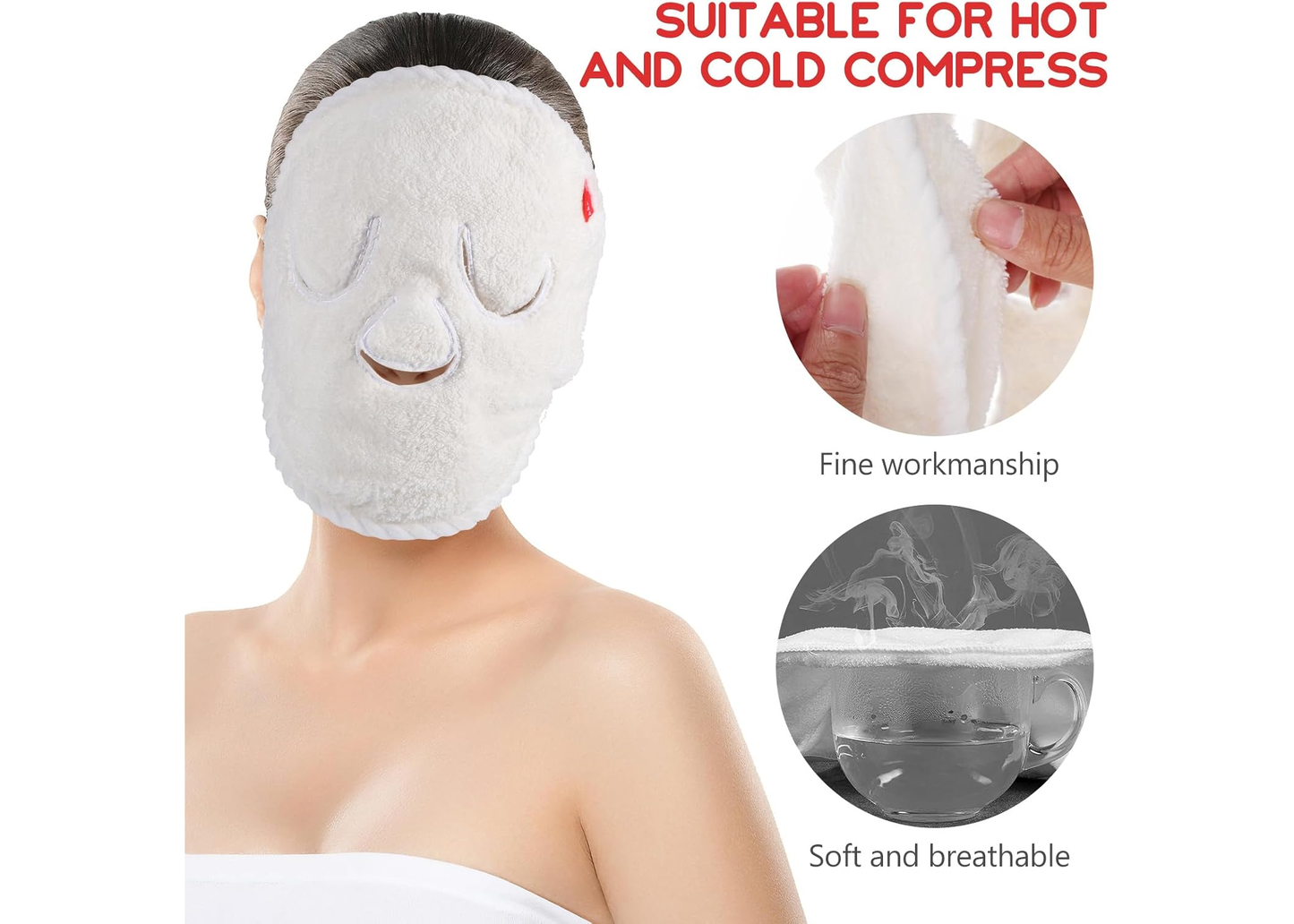 2Pcs Reusable Hot & Cold Face Towel Masks for Skincar