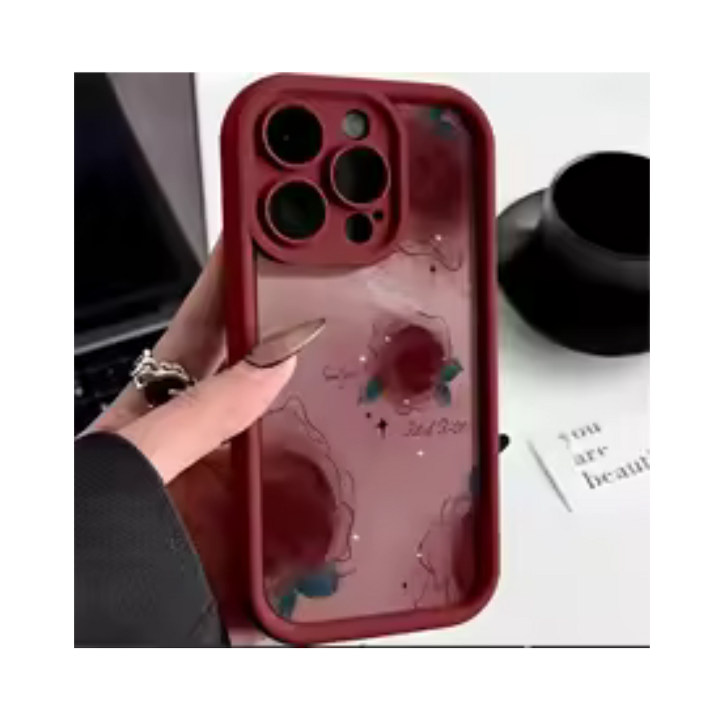 "INS Retro Halo Rose Silicone iPhone Case Shockproof Bumper"