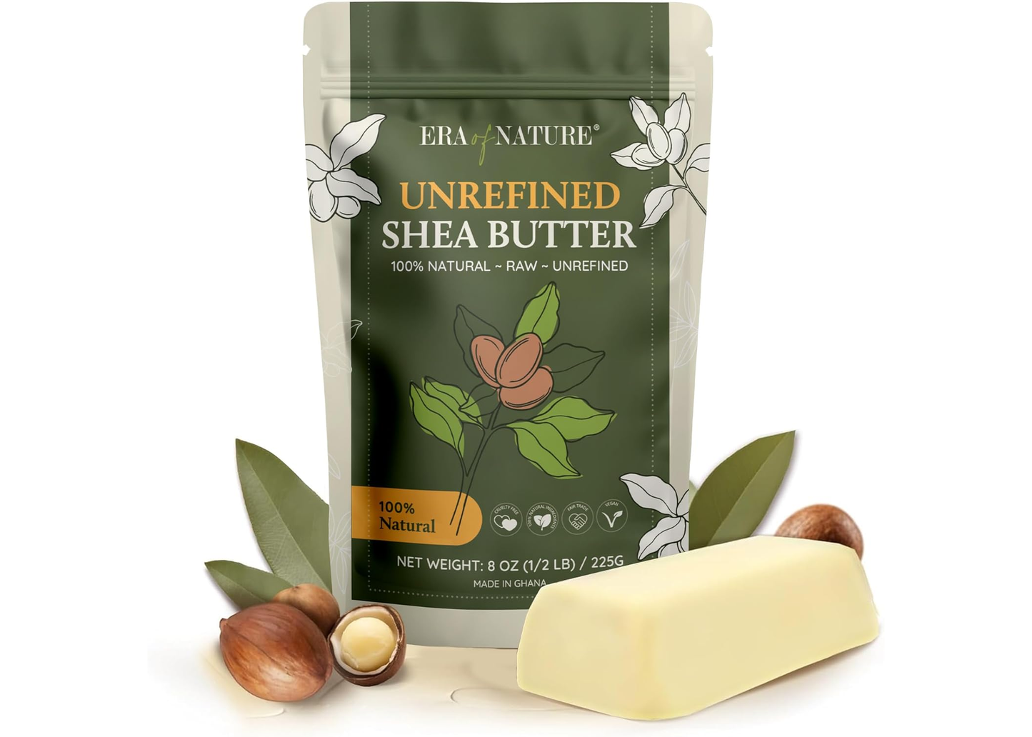 Organic Raw African Ivory Shea Butter - 8oz, Anti-Aging