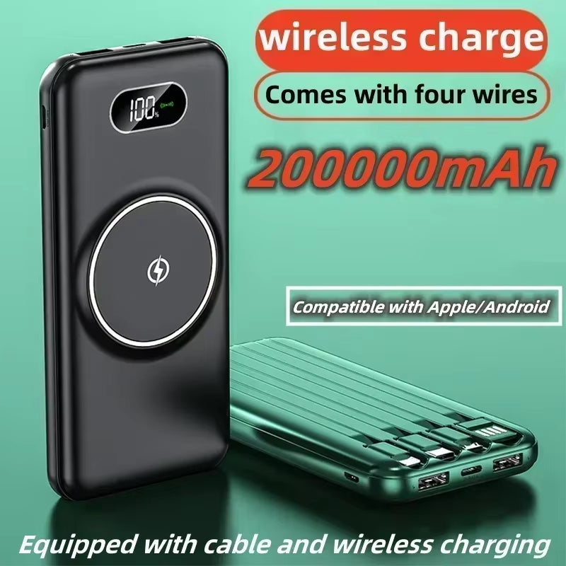 200000mAh Wireless Power Bank Fast Charging for Apple/Samsung