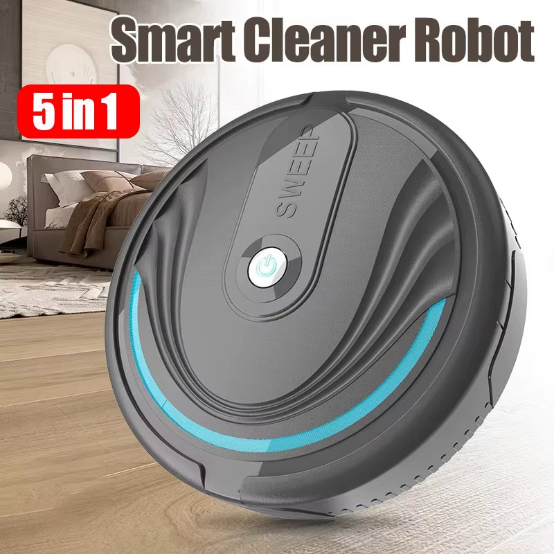 5-in-1 Mini Robot Vacuum – USB Rechargeable, Wet & Dry Cleaning