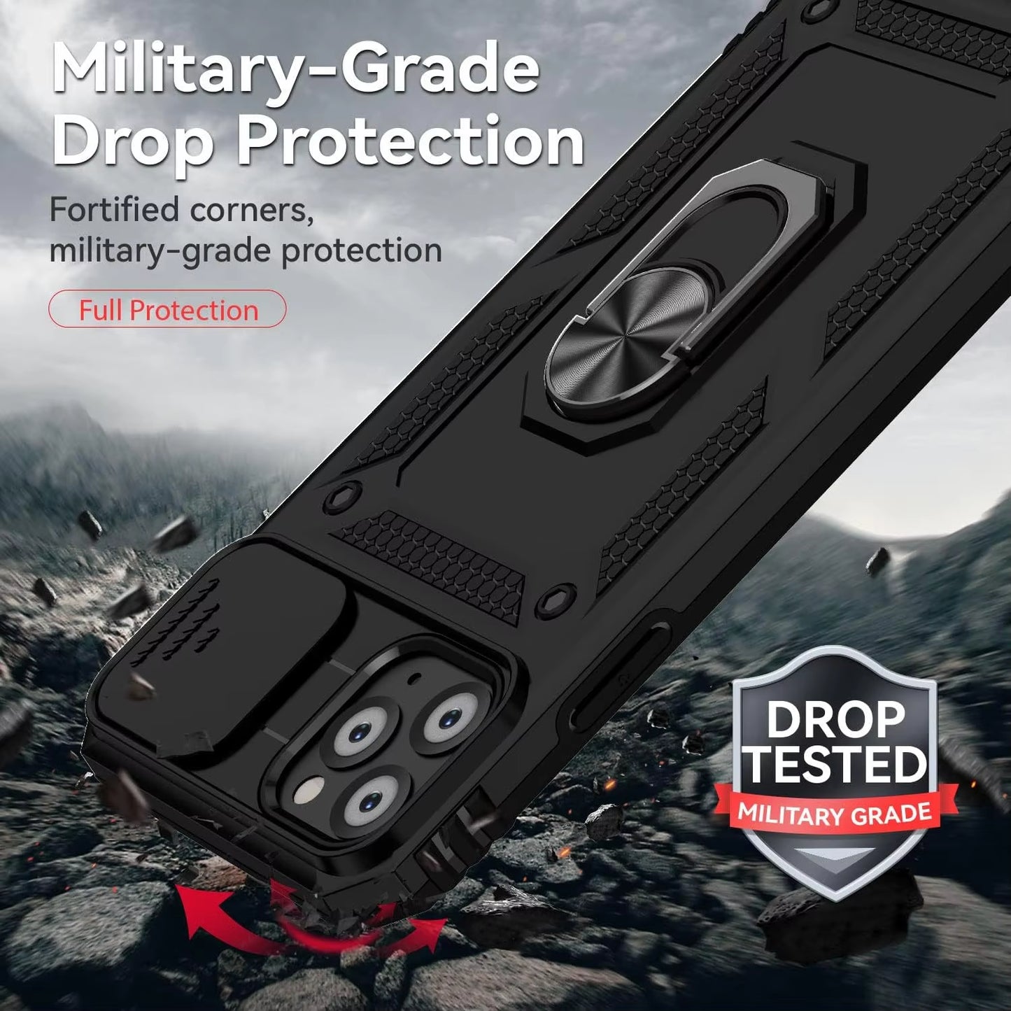 "iPhone 11 Case with Lens Cover & Kickstand Drop Protection"
