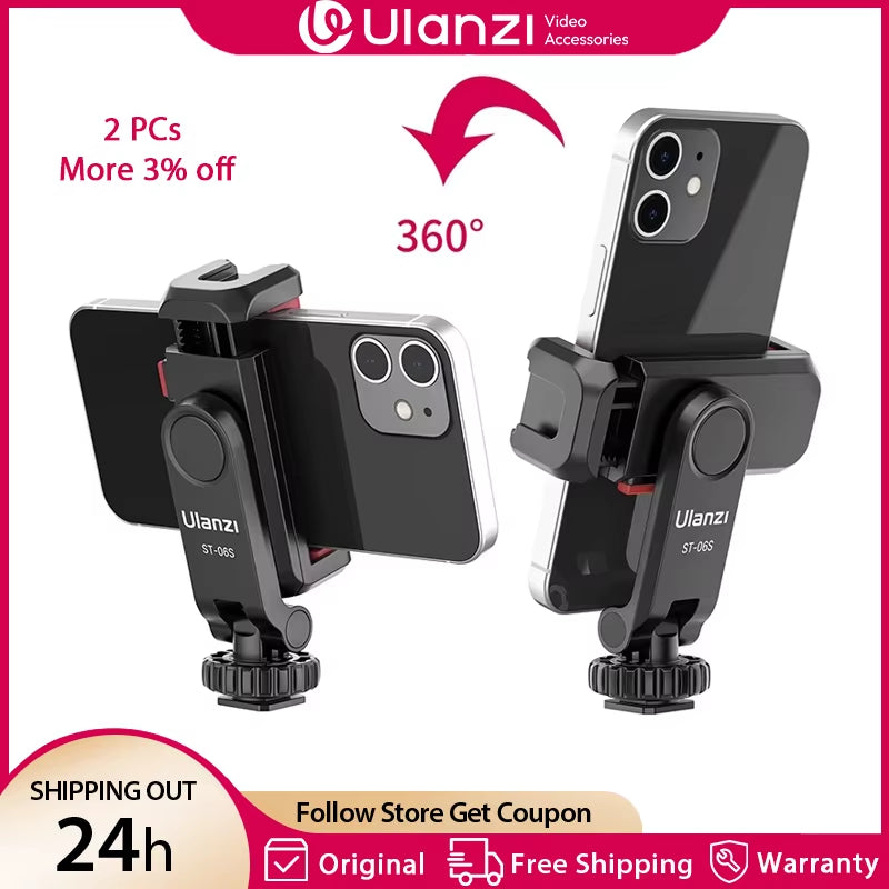 ST-06S Vertical Phone Mount for DSLR, Tripod & Vlog Shooting