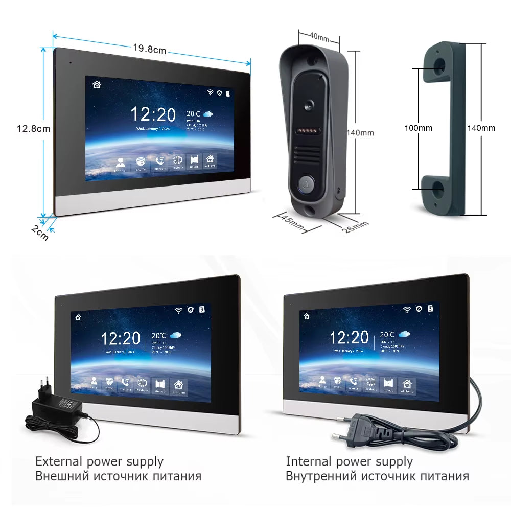 WiFi TUYA Video Doorbell 1080P with 7'' Touchscreen