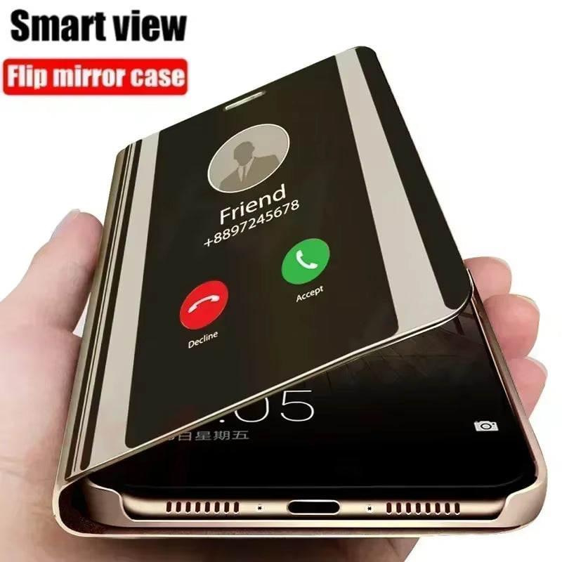 Luxury Smart Mirror Flip Case for Xiaomi Poco M5S 4G