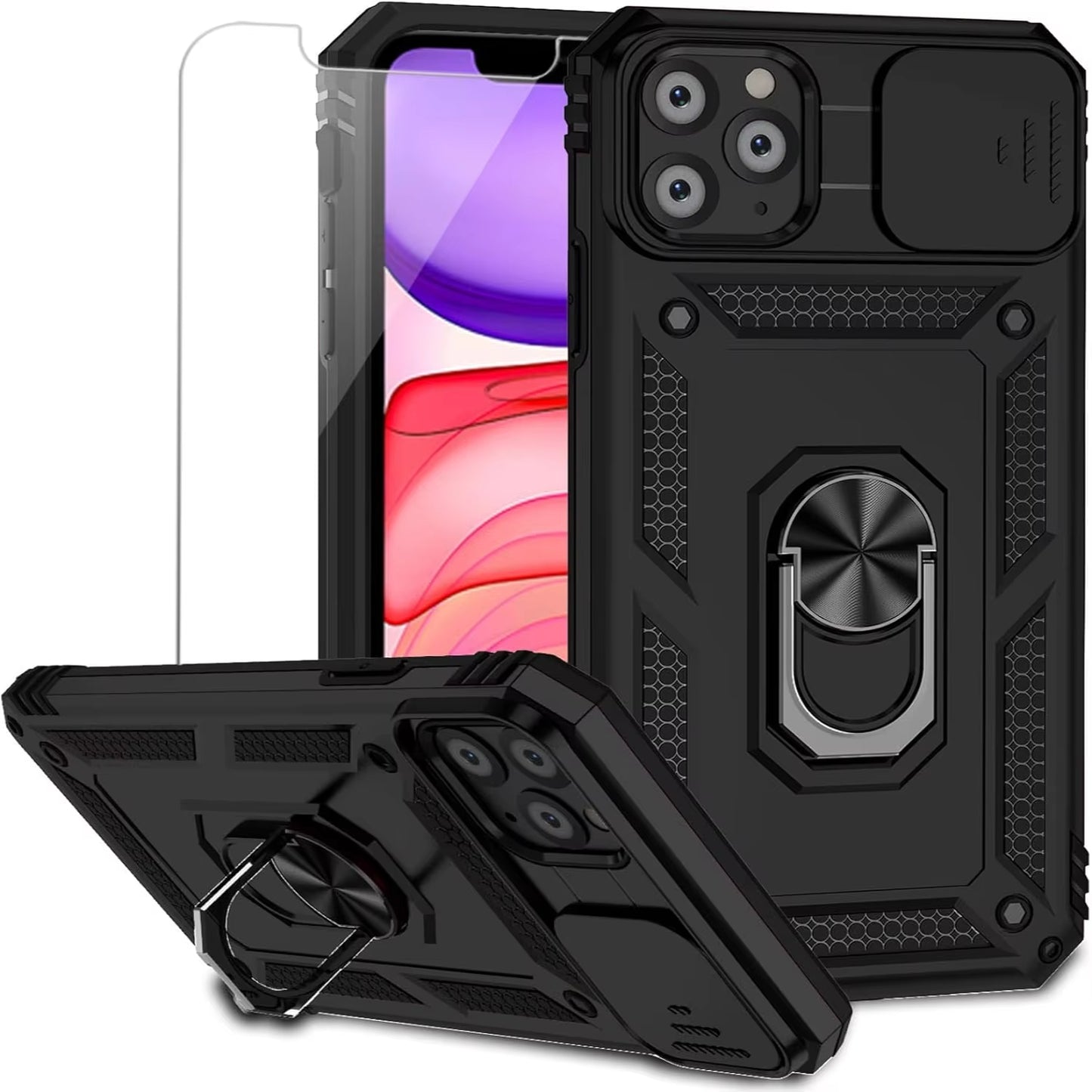 "iPhone 11 Case with Lens Cover & Kickstand Drop Protection"