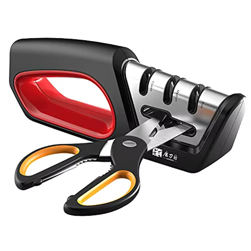4-in-1 Kitchen Sharpener for Knives & Scissors - Diamond Steel