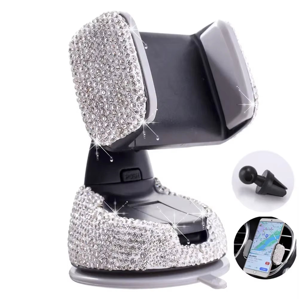 2024 Pink Diamond Car Phone Holder Stand for Women