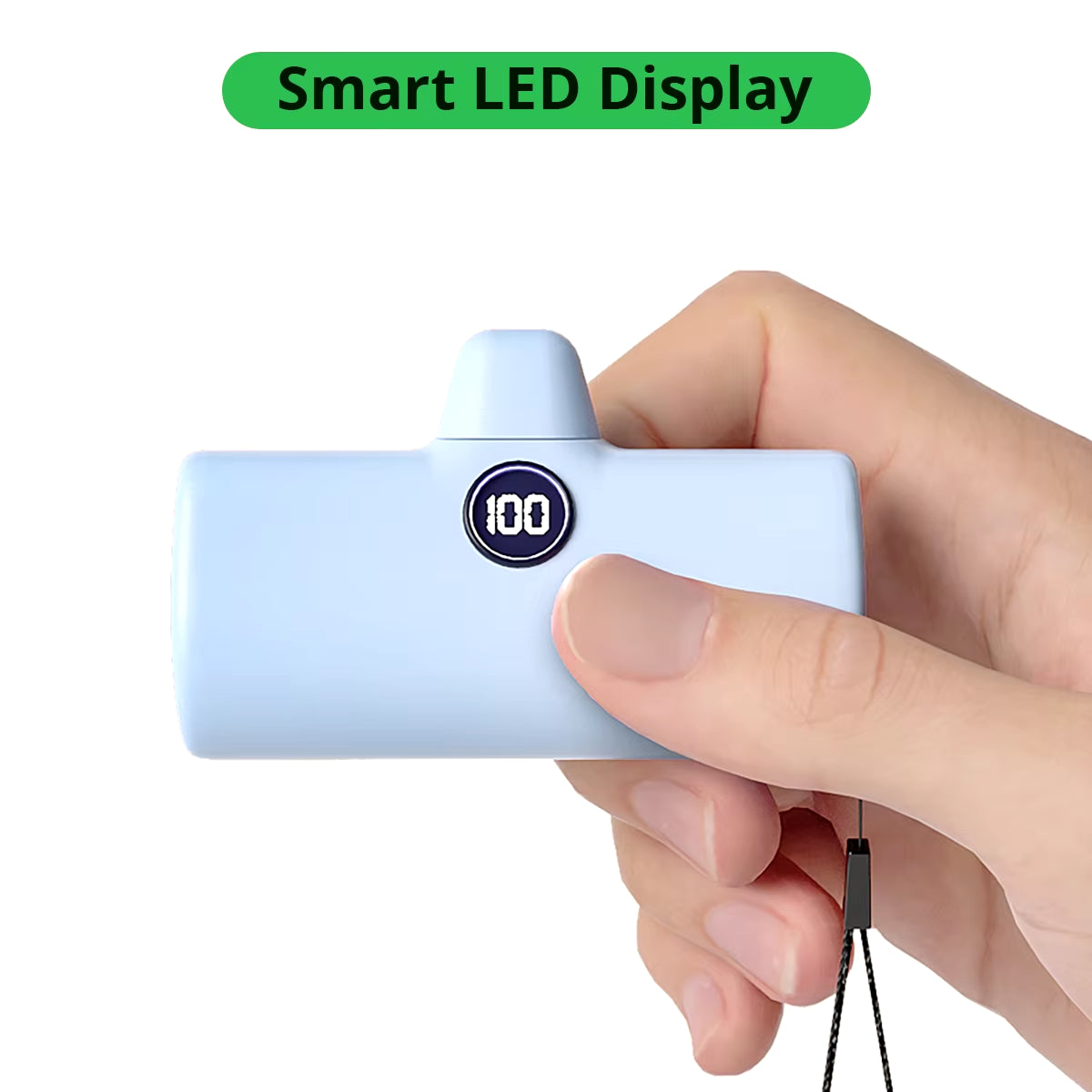 Portable Fast Charger with Built-In Cable for iPhone/Samsung