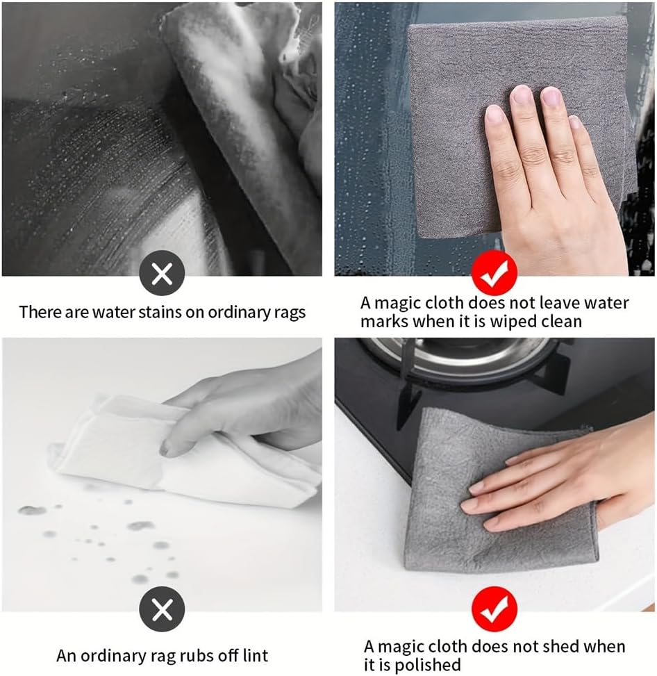 10-Pack Magic Microfibre Cleaning Cloths - Streak-Free & Reusable