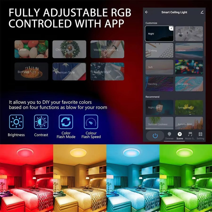 Tuya Smart 24W WiFi Ceiling Light RGB, Alexa & Google Control