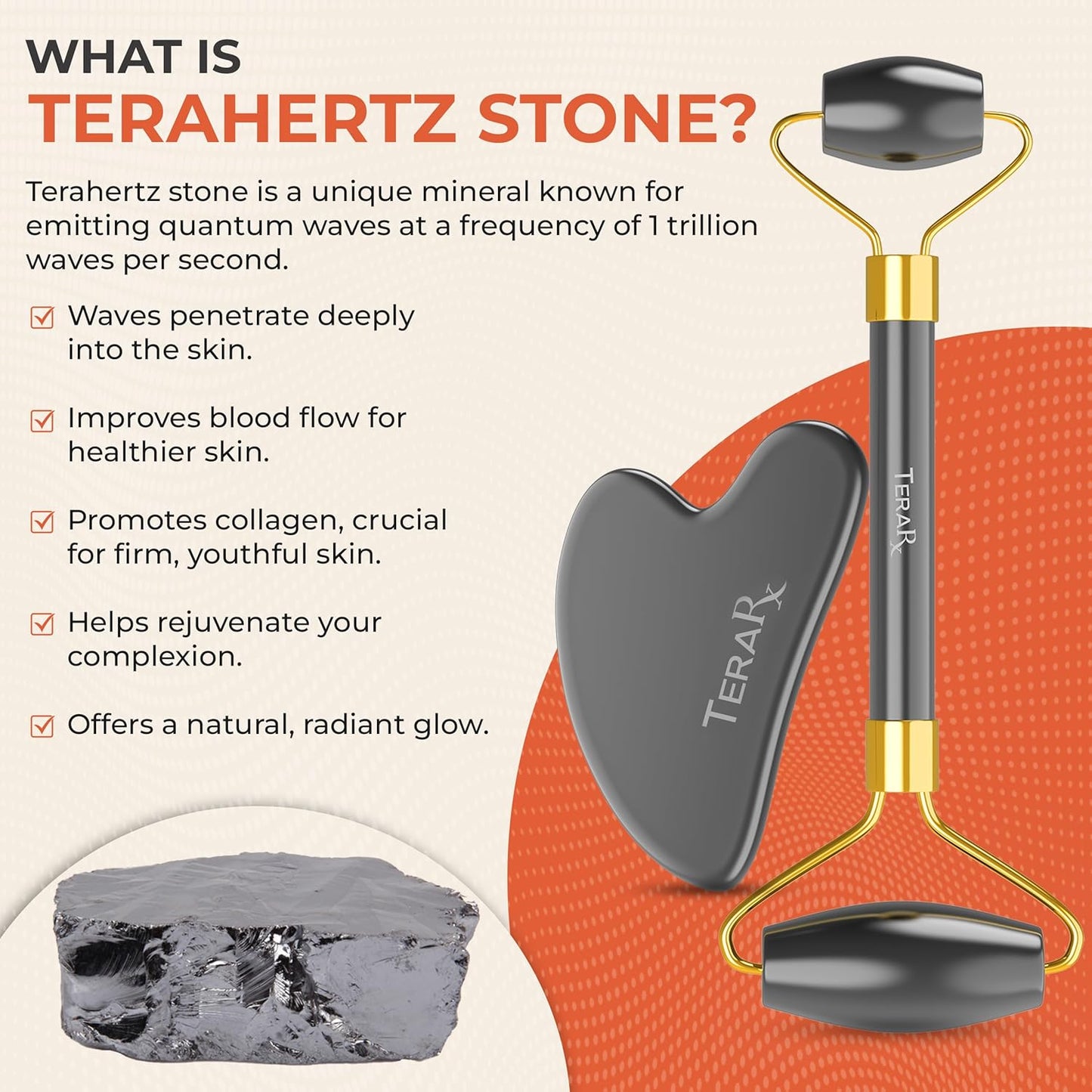 Terahertz Gua Sha & Face Roller – Puffiness, Wrinkles, Relaxation