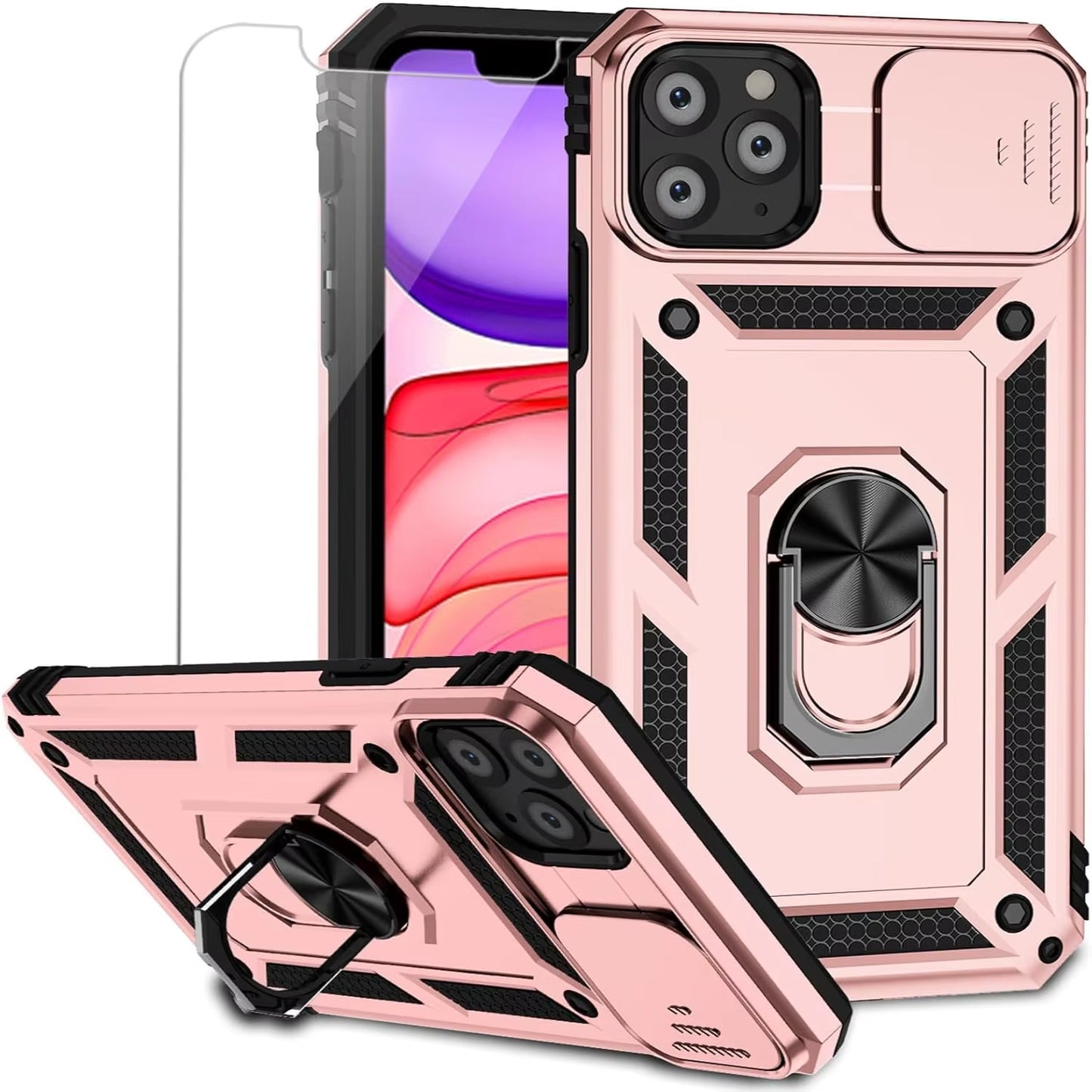 "iPhone 11 Case with Lens Cover & Kickstand Drop Protection"