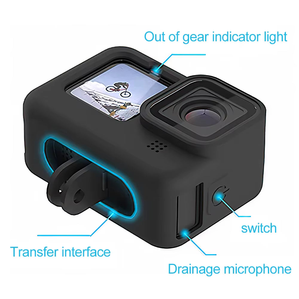 "Silicone Case & Tempered Glass for GoPro Hero 11/10/9"