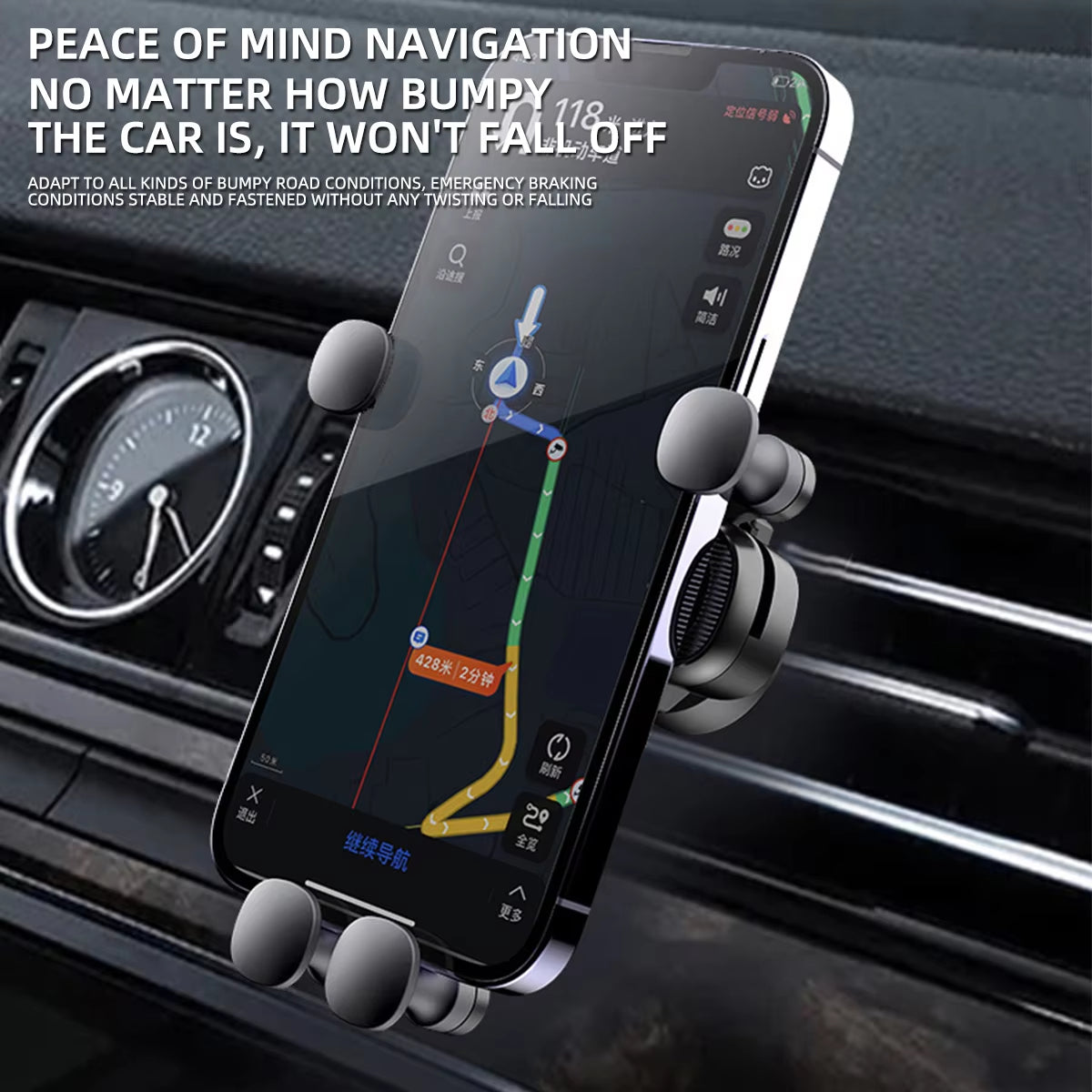 Gravity Car Phone Holder Universal Air Vent Mount for 4.7-7" Phones