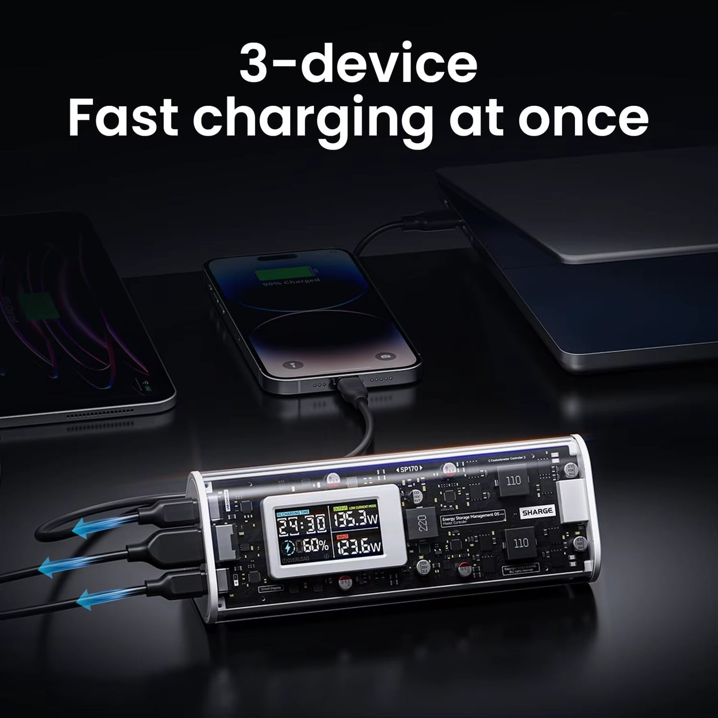 Shargeek 170W Power Bank 24000mAh with Smart Display