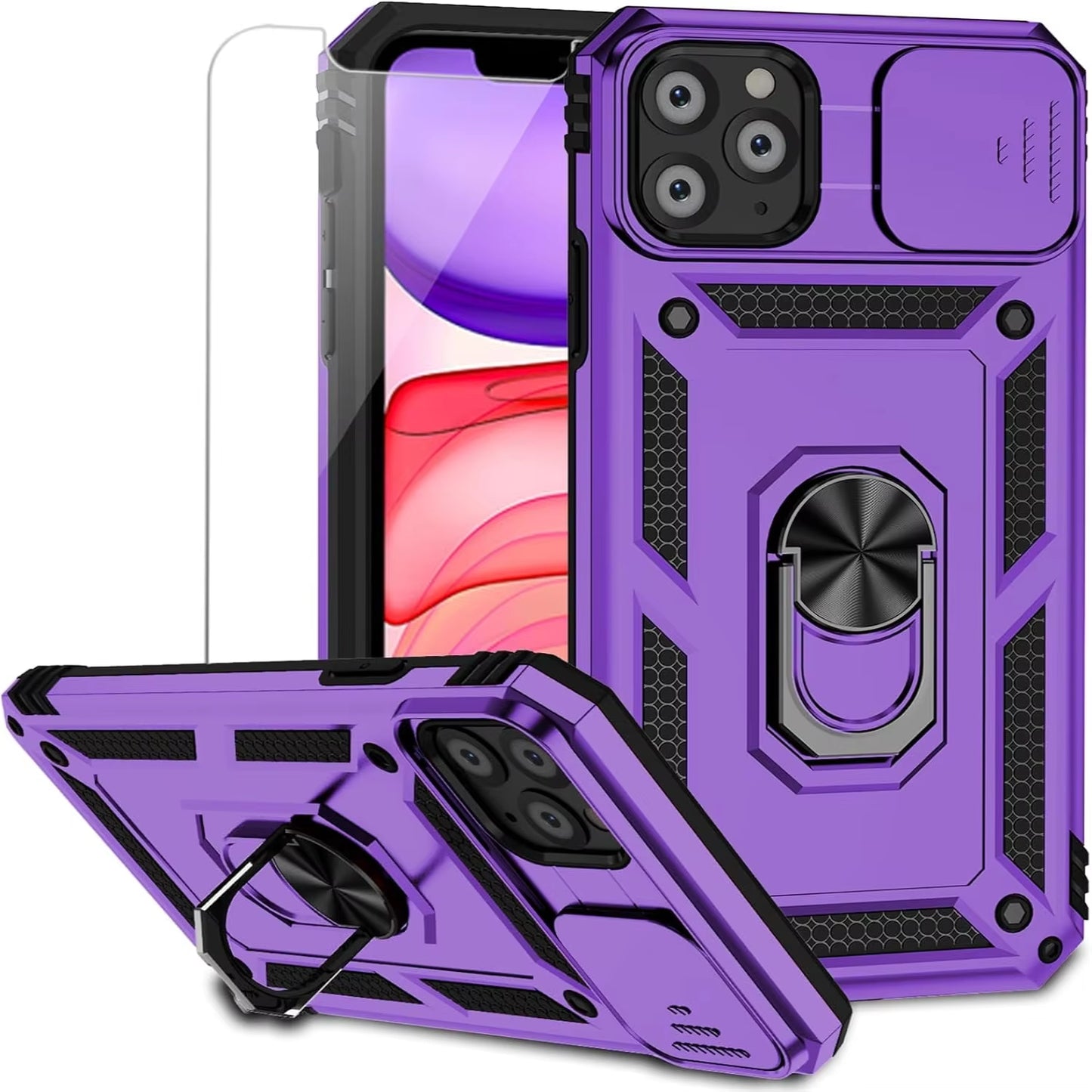 "iPhone 11 Case with Lens Cover & Kickstand Drop Protection"