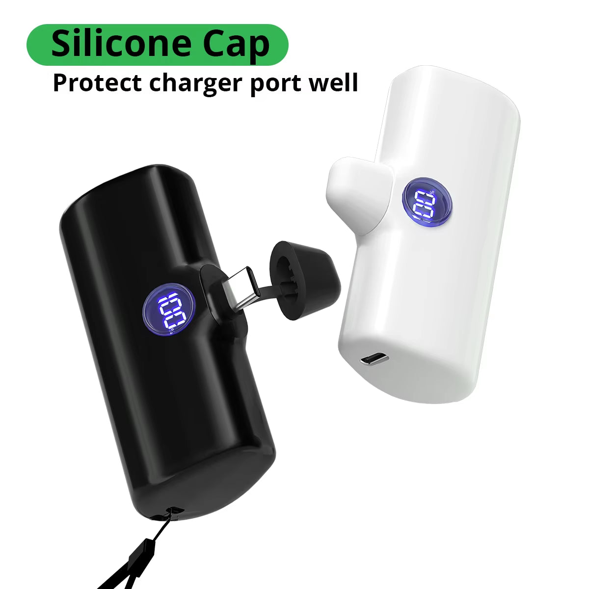 Portable Fast Charger with Built-In Cable for iPhone/Samsung