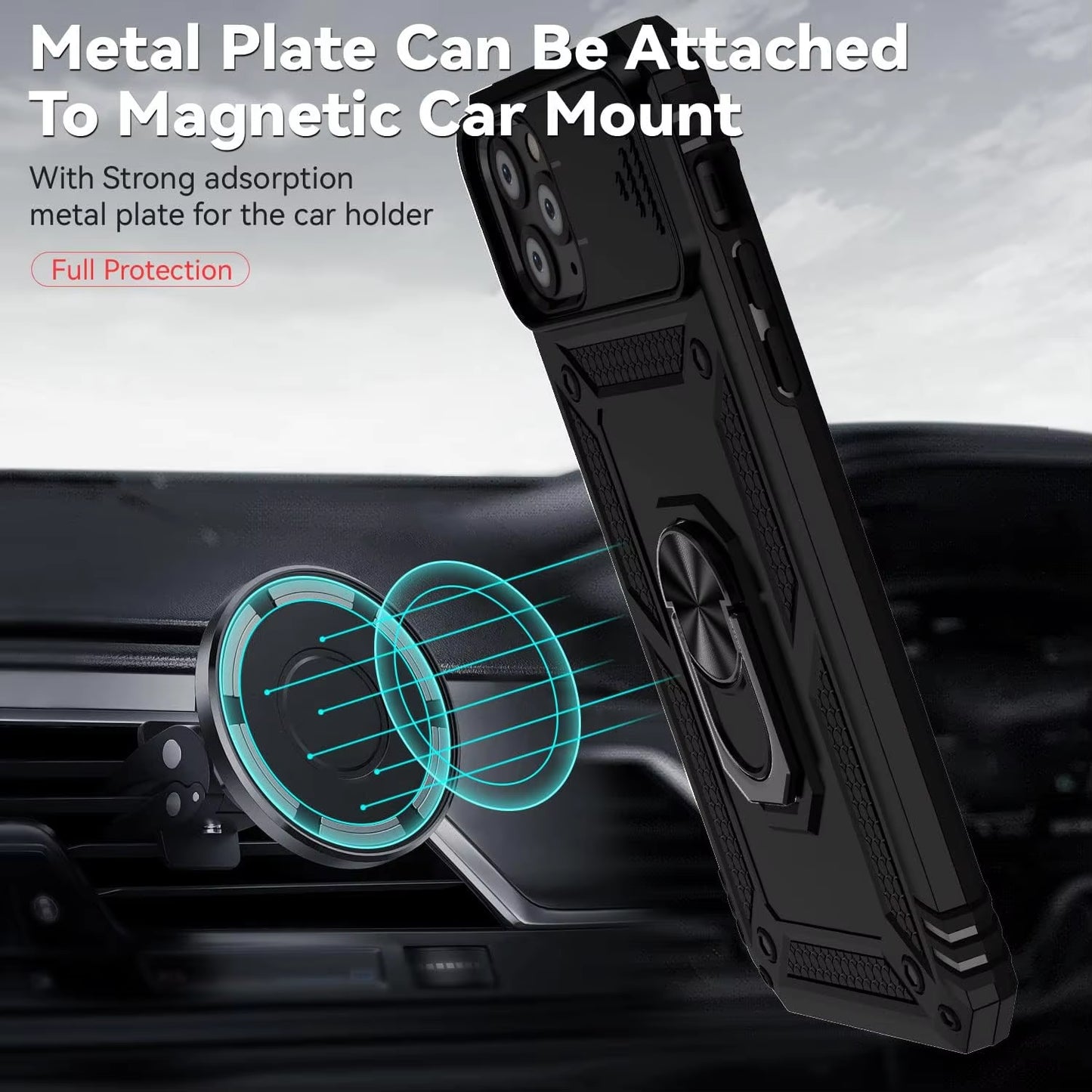 "iPhone 11 Case with Lens Cover & Kickstand Drop Protection"