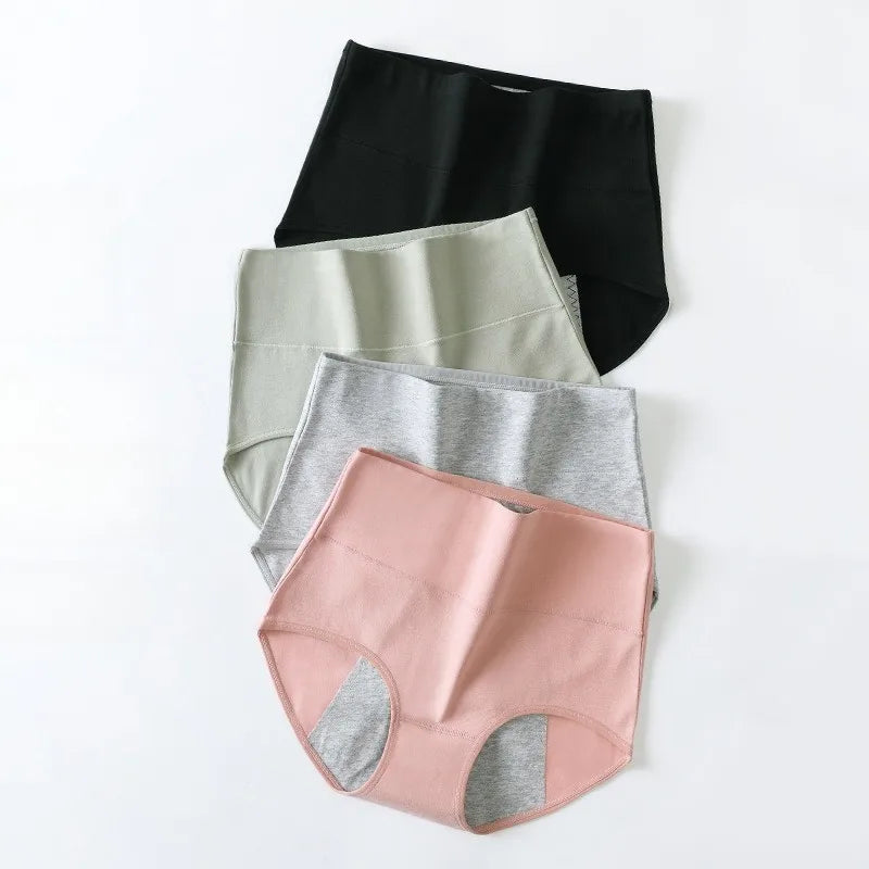 High-Waist Cotton Menstrual Underwear – Full Coverage Leakproof Period Panties for Women