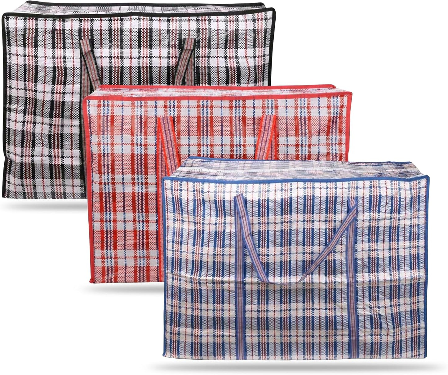 3-Pack Large Heavy Duty Laundry Bags with Zips & Handles