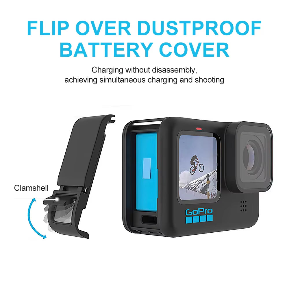 "Silicone Case & Tempered Glass for GoPro Hero 11/10/9"