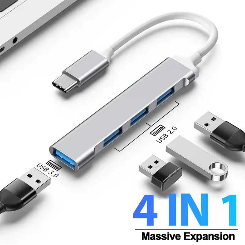 4-in-1 Type C to USB 3.0 OTG Hub Adapter for Devices