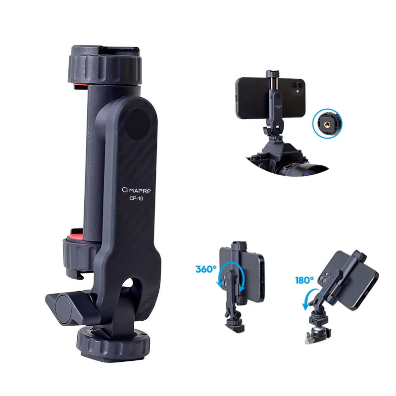 Vertical Phone Mount Clamp for Vlog Shooting & Tripod