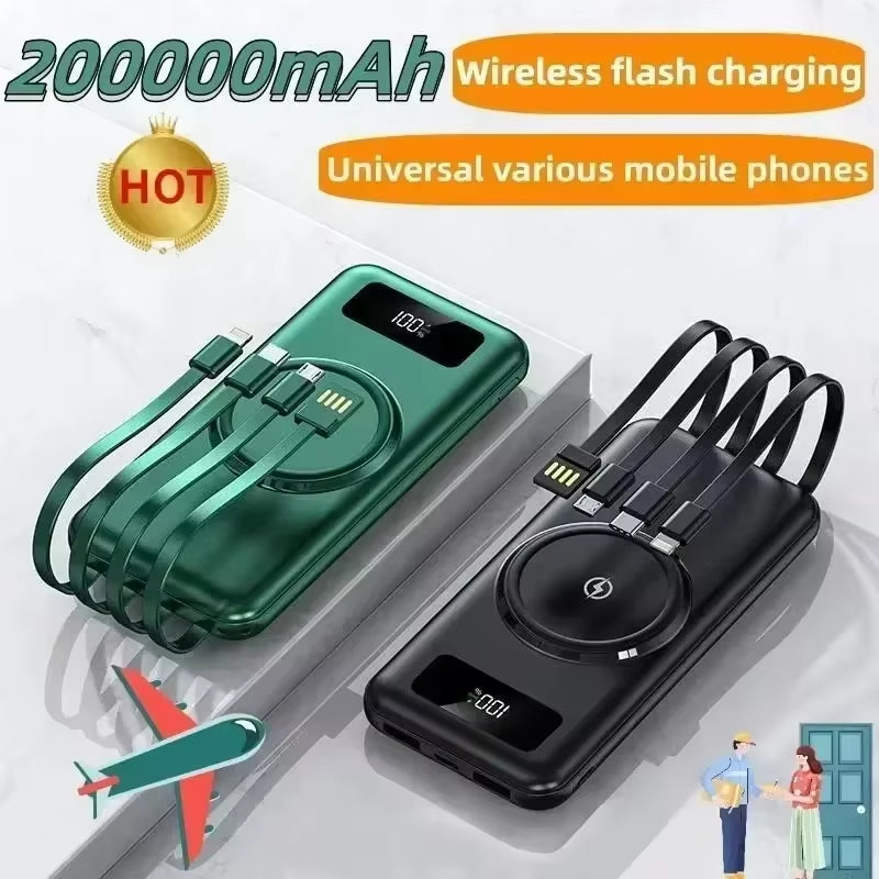 200000mAh Wireless Power Bank Fast Charging for Apple/Samsung
