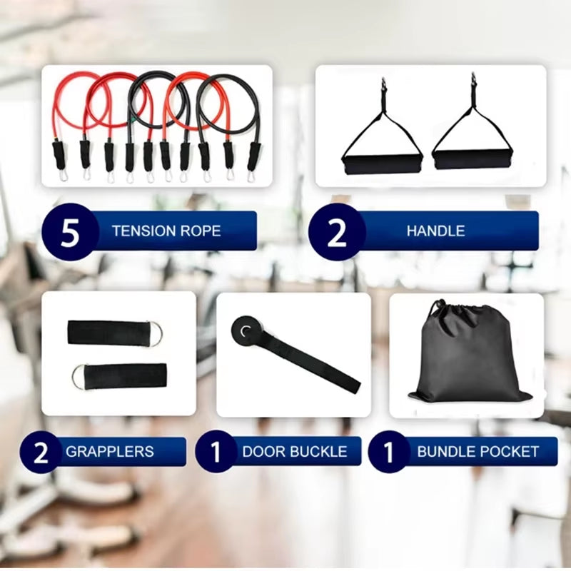 Portable Pilates Bar Kit with Resistance Bands - Home Fitness