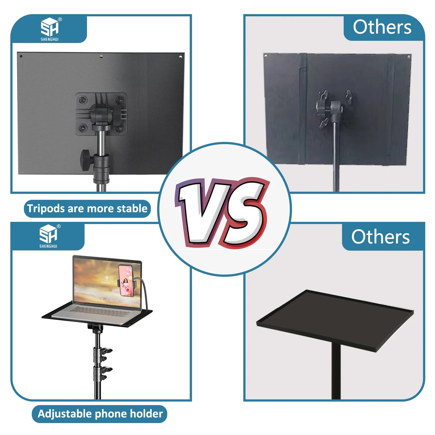 Adjustable Projector Tripod Stand for Laptop, Mic & Desk