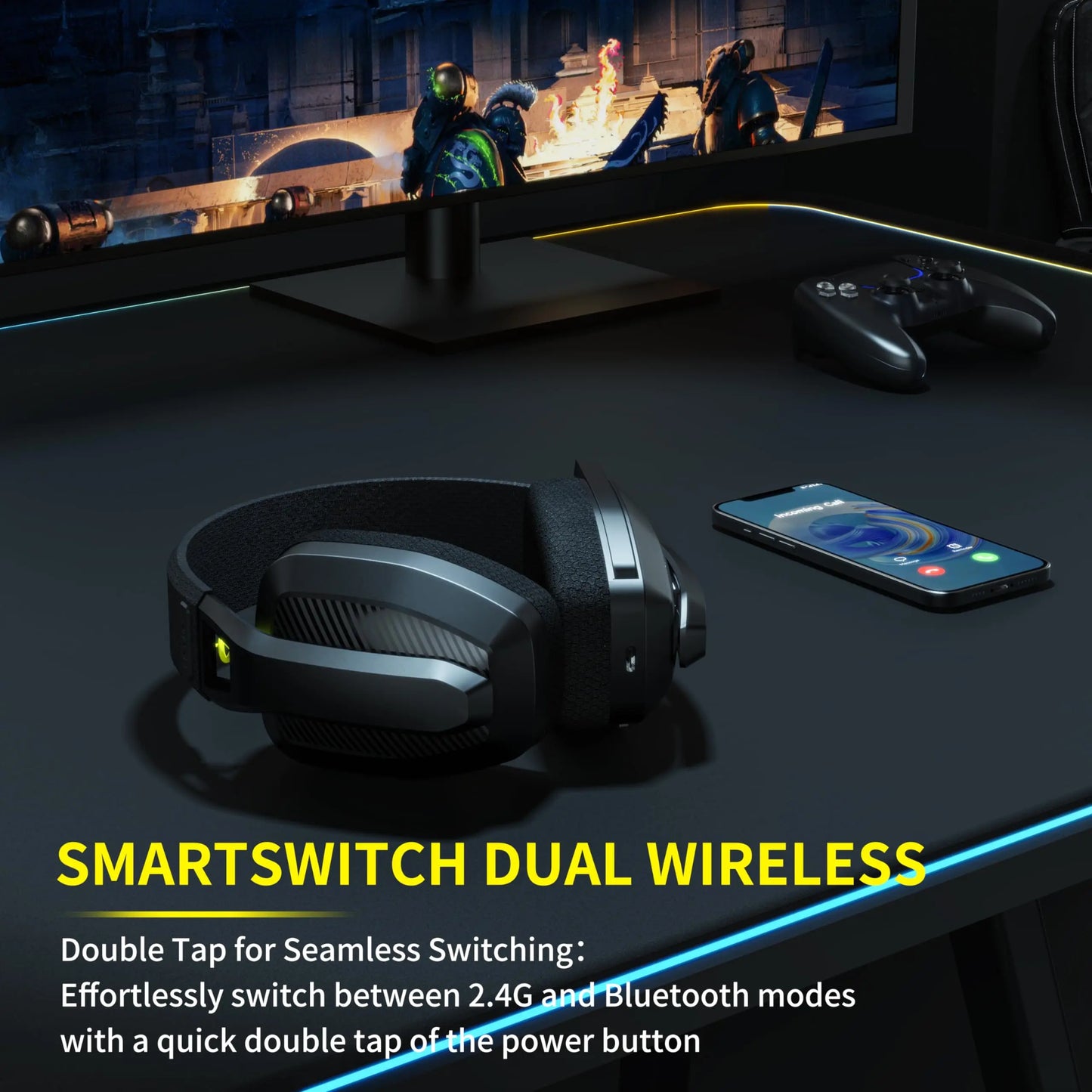 BINNUNE BW06 Wireless Gaming Headset with Mic for PS5/PC