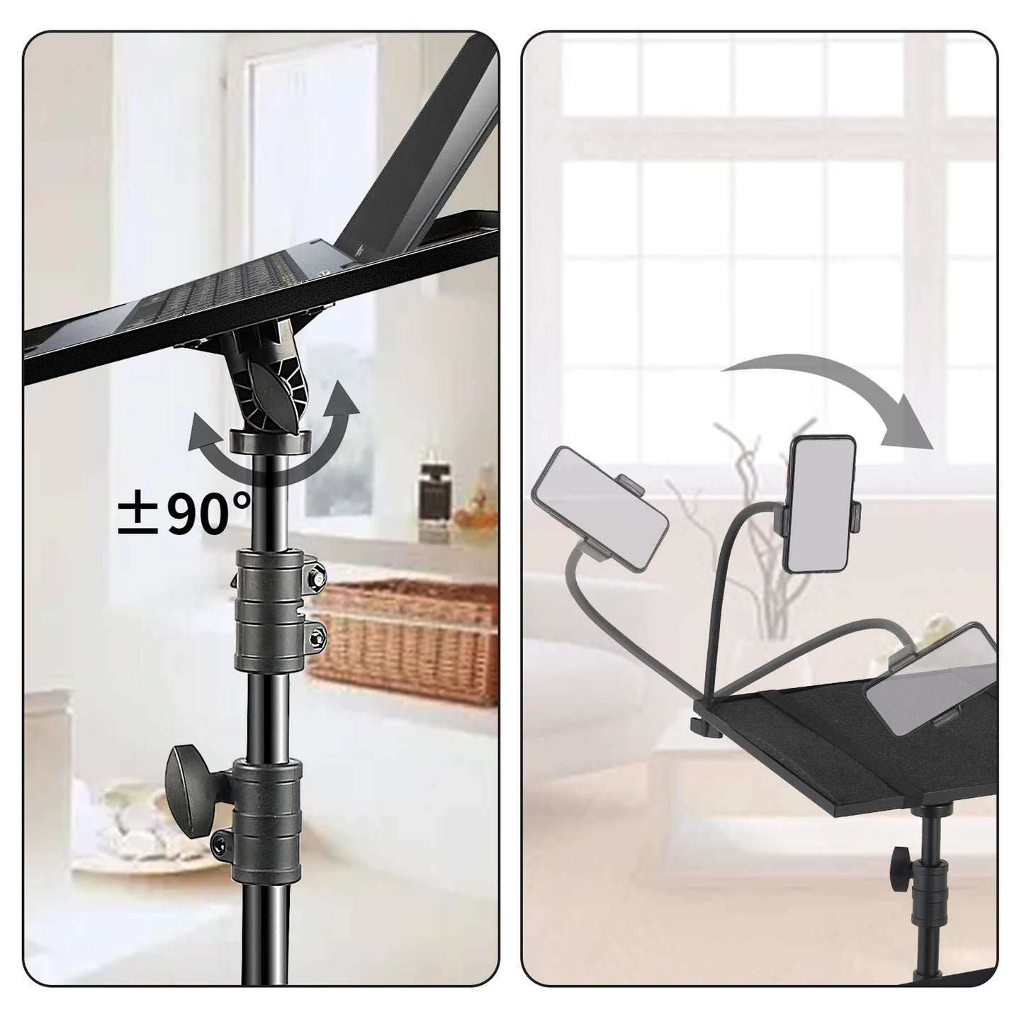 Adjustable Projector Tripod Stand for Laptop, Mic & Desk