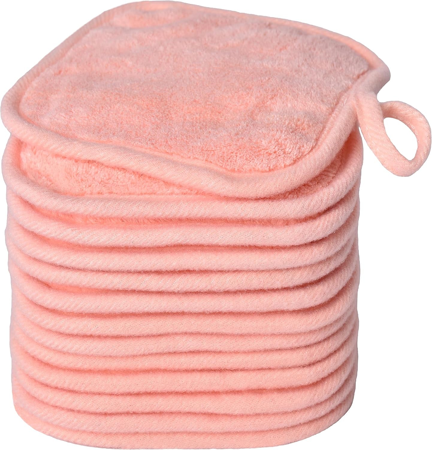 Reusable Microfiber Makeup Remover Pads - Soft Facial Cleansing Cloths for Face, Eyes, and Lips - 12 Pack (Coral)