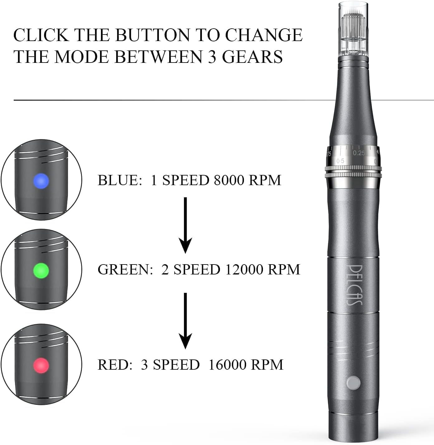 Electric Beauty Pen Kit with 24Pcs Cartridges, Grey