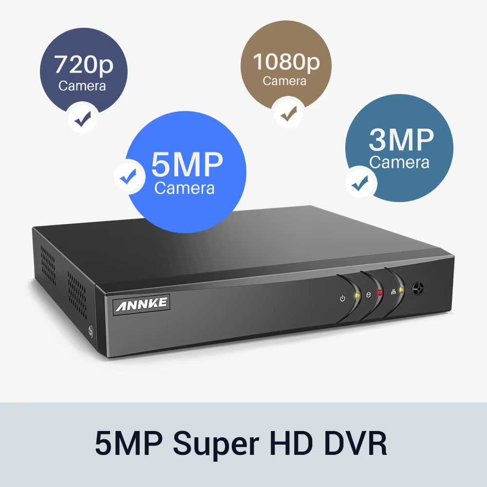 8CH 5MP DVR with 8 Waterproof Outdoor Security Cameras