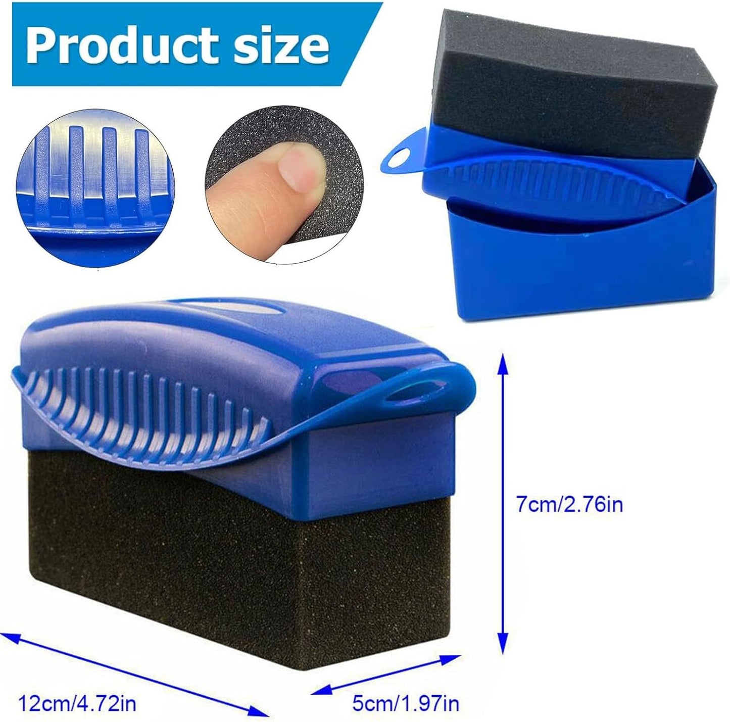 Tire Shine Applicator Kit - Reusable Sponge Pad, Brush, Towel, & Lid for Car Detailing