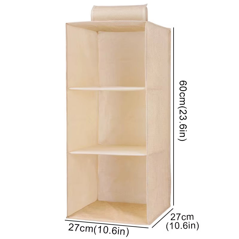 "Collapsible Wardrobe Hanging Storage Bag with Shelves"